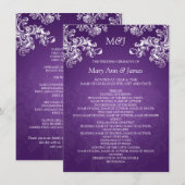 ウェディングプログラム ヴィンテージ スワールズ 2 パープル 招待状 (正面/裏面)