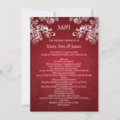 ウェディングプログラム ヴィンテージ スワール 2 レッド 招待状 (正面)