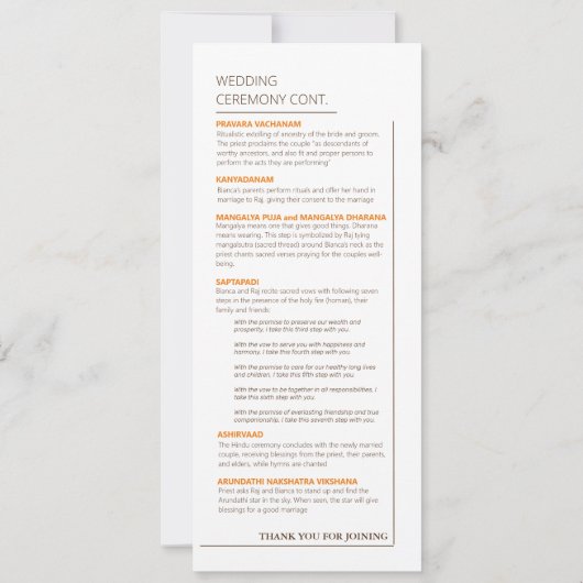 ウェディングプログラム 招待状 (裏面)