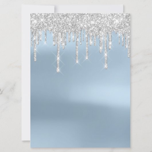 ウェディングプログラム 青いバラの雫 グリッター スパーク 招待状 (裏面)