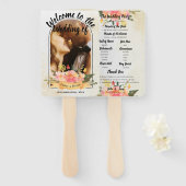 ウェディングプログラム Pretty Peach 花柄 キュート WEDDING ハンドファン (正面&裏面)