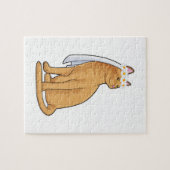 ウェディングベールを被った花嫁の猫 ジグソーパズル (横)