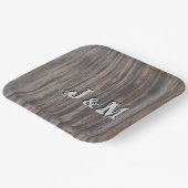 ウェディングペーパープレート　ウッド調　イニシャルセンターデザイン ペーパープレート (傾斜あり)