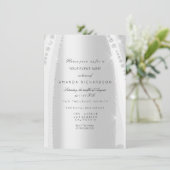 ウェディングホワイトドレス スパークローズ シルバーグレー ダイヤモンド 招待状 (スタンド正面)