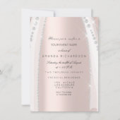 ウェディングホワイトドレス スパークローズ シルバー ピンク ダイヤモンド 招待状 (正面)