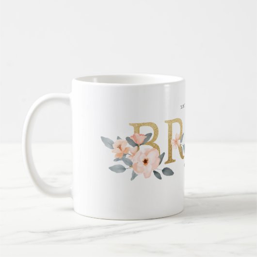 ウェディングマザーのための水彩花のブッシュローズ コーヒーマグカップ (左)