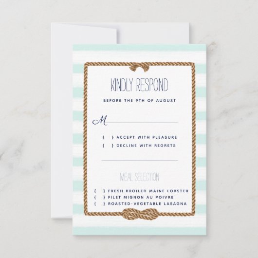 ウェディングマリンミント&ホワイトウォーターカラーイベント 出欠カード (正面)