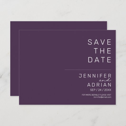 ウェディングミニマル日付カードの保存 (正面/裏面)