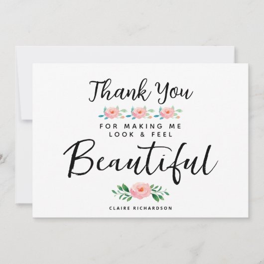 ウェディングメイクアーティスト フローラル サンクスカード 招待状 (正面)