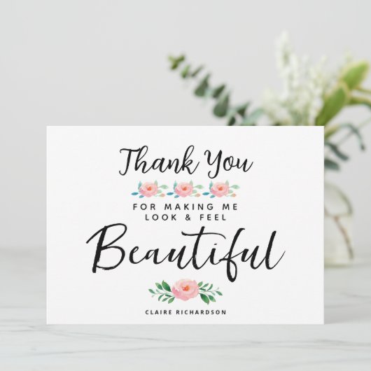 ウェディングメイクアーティスト フローラル サンクスカード 招待状 (スタンド正面)