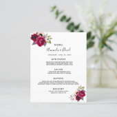 ウェディングメニューの花 白 ワインレッド カシス 紫 (スタンド正面)