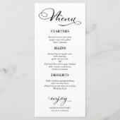 ウェディングメニュー エレガント ブラック カリグラフィー メニュー (正面)