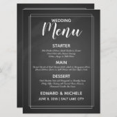 ウェディングメニュー 黒板スタイル モダンカリグラフィー 招待状 (正面/裏面)