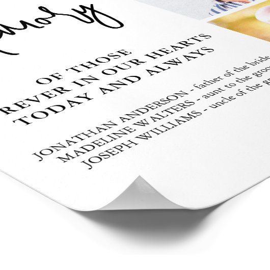 ウェディングメモリアル 3枚の写真を込めた愛の記憶をパーソナライズ ポスター (角)