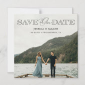 ウェディングモダンは写真と日付磁石を保存 マグネット招待状 (正面)