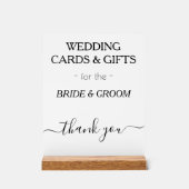 ウェディングモダンギフトホワイトブラックタイポグラフィ アクリルサイン (正面)