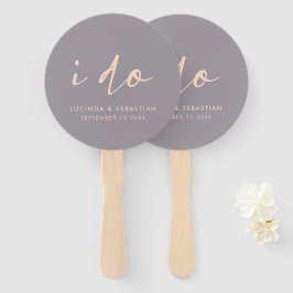 ウェディングモダンデーエレガントスクリプトI Do Gray ハンドファン