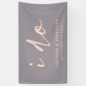 ウェディングモダンデーエレガントスクリプトI Do Gray 横断幕 (縦)