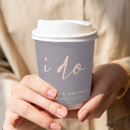 ウェディングモダンデーエレガントスクリプトI Do Gray 紙コップ