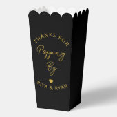 ウェディングモダンパーティーのブラックと金ゴールドポップコーン フェイバーボックス (正面)