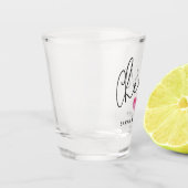 ウェディングモダンパーティーの好意名前をカスタムする水彩 ショットグラス (左)