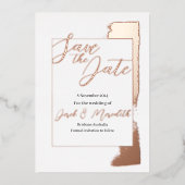 ウェディングモダンフォイルで日付招待状を保存 箔招待状 (正面)