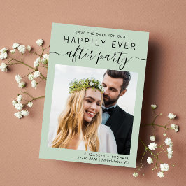 ウェディングモダンレセプションフォトセージグリーン セーブザデート