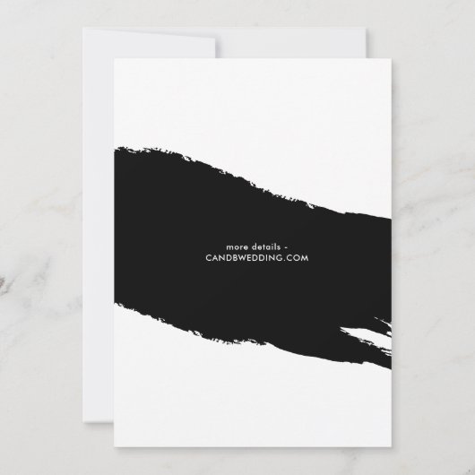 ウェディングモダン写真とブラシストロークの日付を保存 招待状 (裏面)