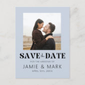 ウェディングモダン写真と日付カードを保存 ポストカード (正面)