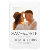 ウェディングモダン写真と日付カードを保存 マグネット (縦)
