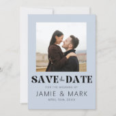 ウェディングモダン写真と日付カードを保存 招待状 (正面)