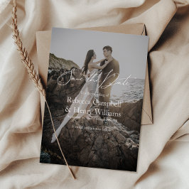 ウェディングモダン写真と日付招待状を保存 招待状