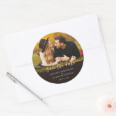 ウェディングモダン日付の保存婚約写真 ラウンドシール (封筒)