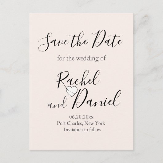 ウェディングモダン日付の保存 ポストカード (正面)