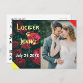 ウェディングモダン日付の写真の招待状を保存 ポストカード (正面/裏面)