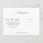 ウェディングモダン日付の写真を保存スタイリッシュする 案内ポストカード (裏面)