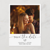 ウェディングモダン日付の写真を保存スタイリッシュする 案内ポストカード (正面)