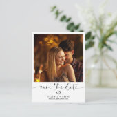 ウェディングモダン日付の写真を保存スタイリッシュする 案内ポストカード (スタンド正面)