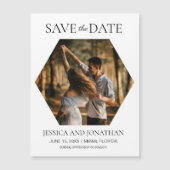 ウェディングモダン日付を保存する六角形の写真 (正面)