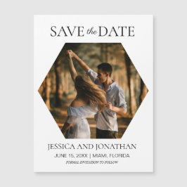 ウェディングモダン日付を保存する六角形の写真