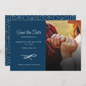 ウェディングモダン日付を保存する写真のお知らせ セーブザデート (正面/裏面)