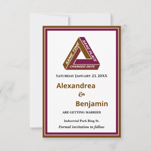 ウェディングモダン日付を保存する新しい日付カード セーブザデート (正面)