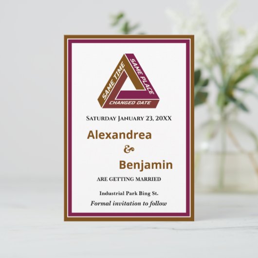 ウェディングモダン日付を保存する新しい日付カード セーブザデート (スタンド正面)