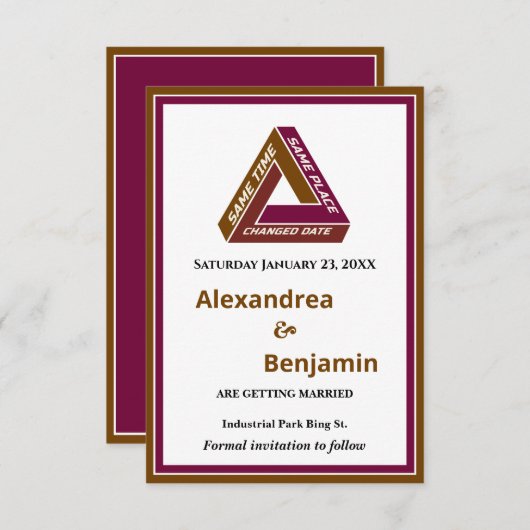 ウェディングモダン日付を保存する新しい日付カード セーブザデート (正面/裏面)