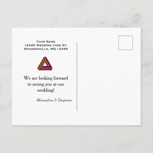 ウェディングモダン日付を保存する新しい日付カード 案内ポストカード (裏面)