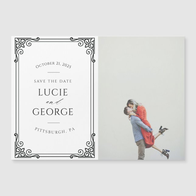 ウェディングモダン日付マグネットを保存 (正面)