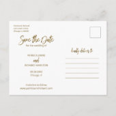 ウェディングモダン日付3フォトコラージュを保存 ポストカード (裏面)