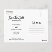 ウェディングモダン日付3フォトコラージュを保存 ポストカード (裏面)