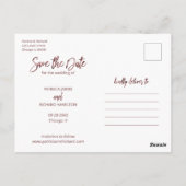 ウェディングモダン日付4フォトコラージュを保存 ポストカード (裏面)