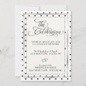 ウェディングモダン誘絵を描動ストロークとタイポグラフィ 招待状 (裏面)